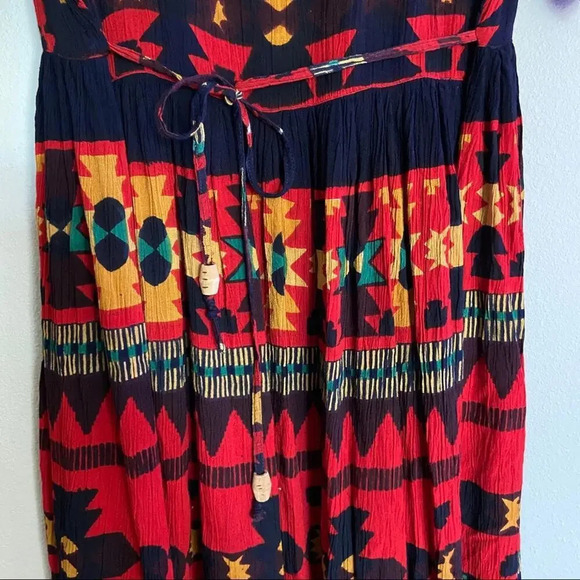 Vintage 90's Southwest Midi Casual Dress Medium Petite - Picture 5 of 6